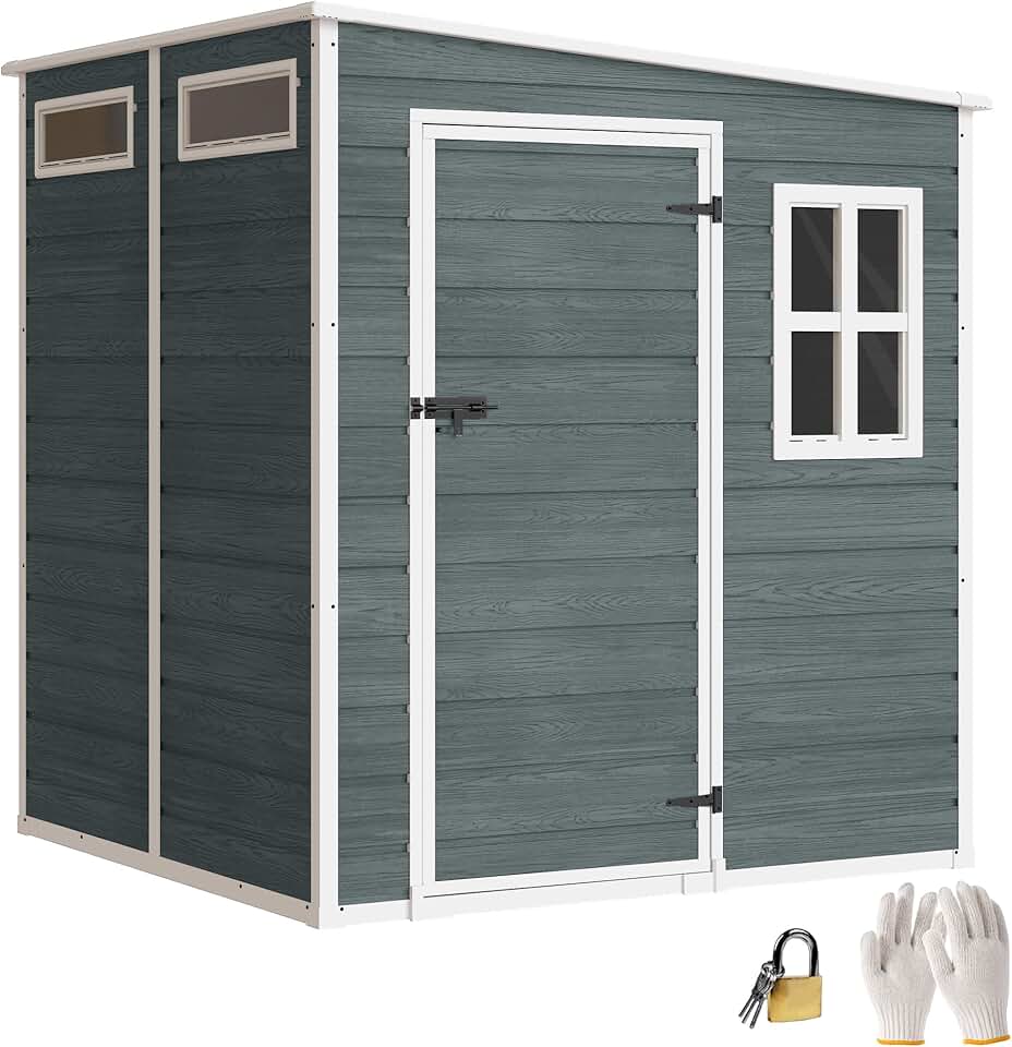 bleujardin - abri jardin résine, 3,3m², alu, plancher, fenêtres, 182x182x183cm