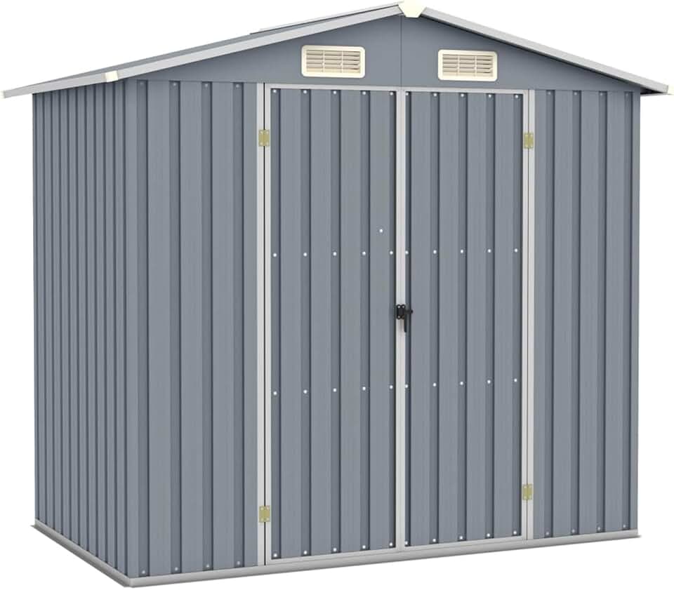 bleujardin - Abri de jardin acier 205x129x183 cm, gris, stockage outils